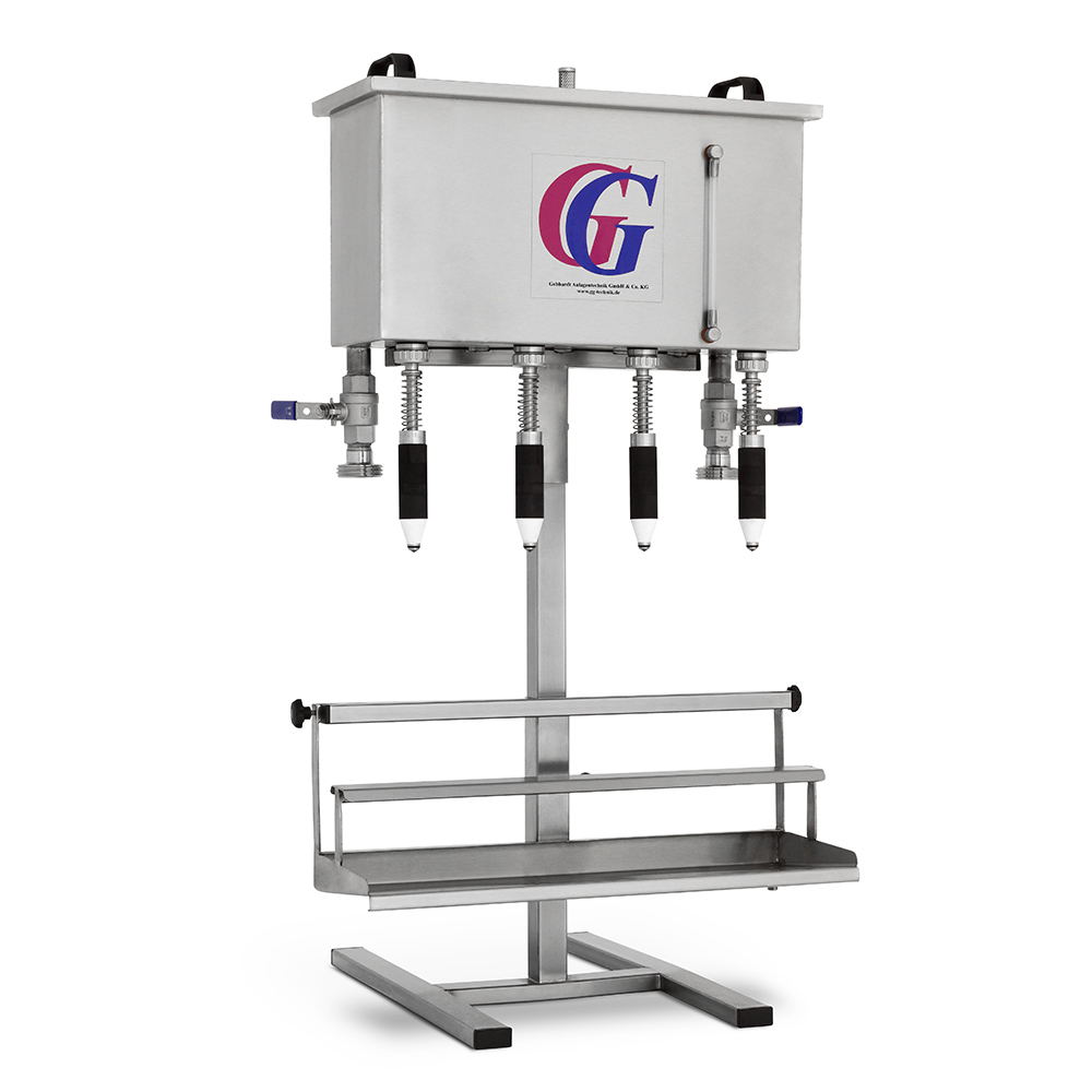 gravity filler for bottles with 2/3/4/6 filling valves